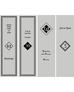 Raamfolie met naam en huisnummer zelf ontwerpen. Glasfolie / Etsfolie op maat L121